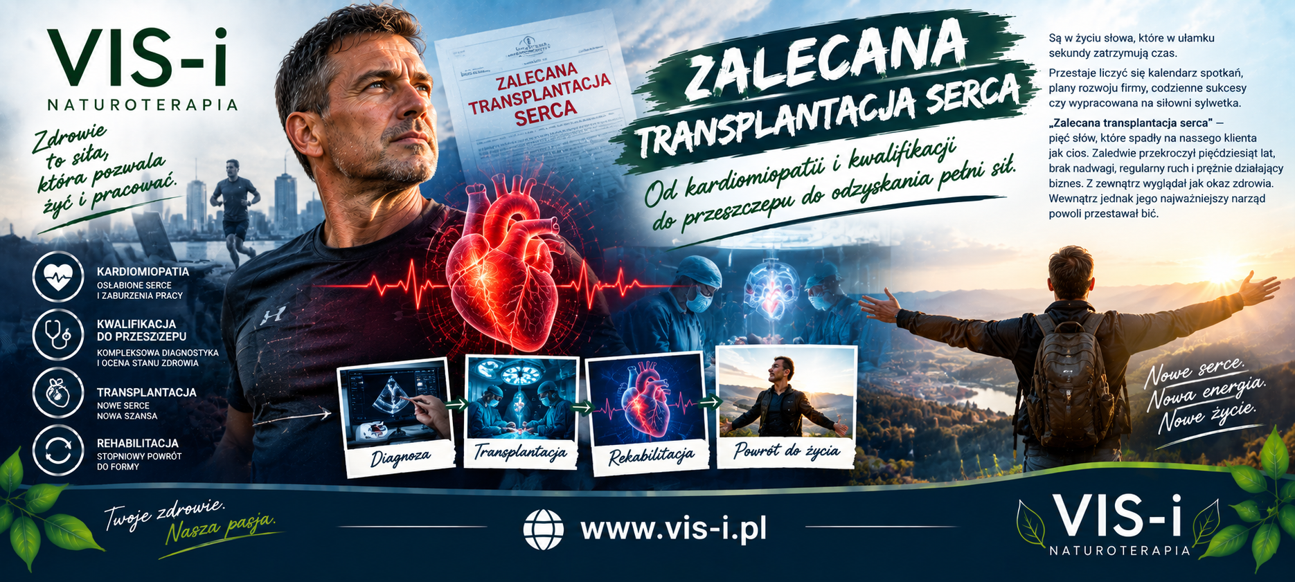 "Zalecana transplantacja serca". Od kardiomiopatii i kwalifikacji do przeszczepu do odzyskania pełni sił